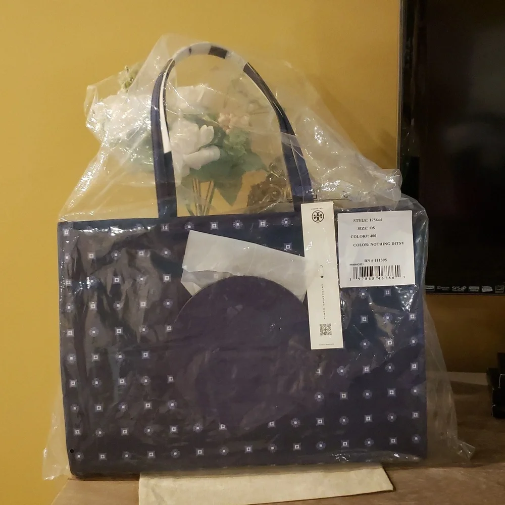 NWT! Tory Burch Purple 'Nothing Ditsy' Ella Collector's Edition Tote